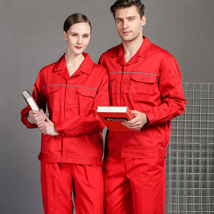 紅色電力工作服套裝 純棉工作服防靜電 JL-QD370
